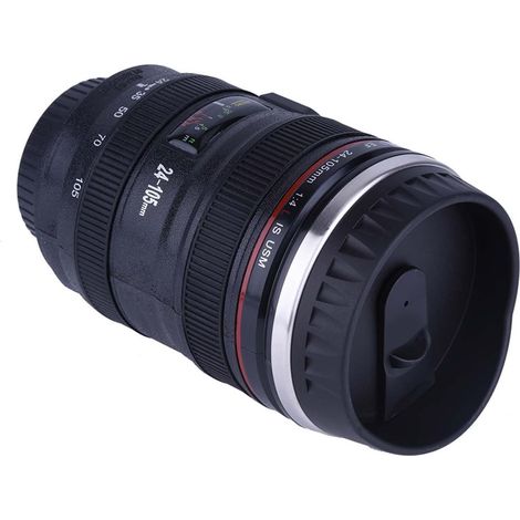 Camera Lens Shaped Insulated Mug, 6 Types, Stainless Steel Insulated Travel Flask (Five Generations (Black)) (1/5)