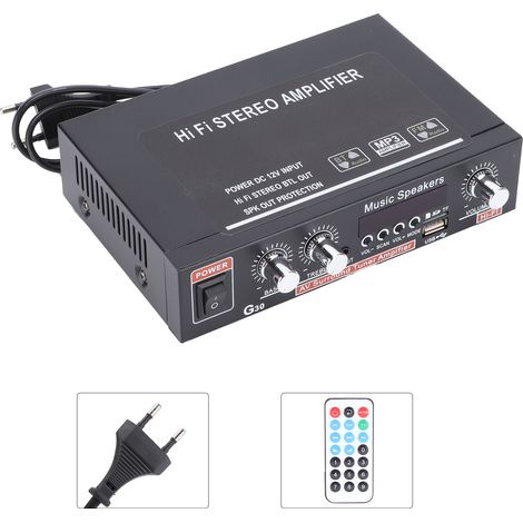 Mini amplificateur de puissance Bluetooth intelligent numérique avec télécommande, prise UE 220 V (1/5)