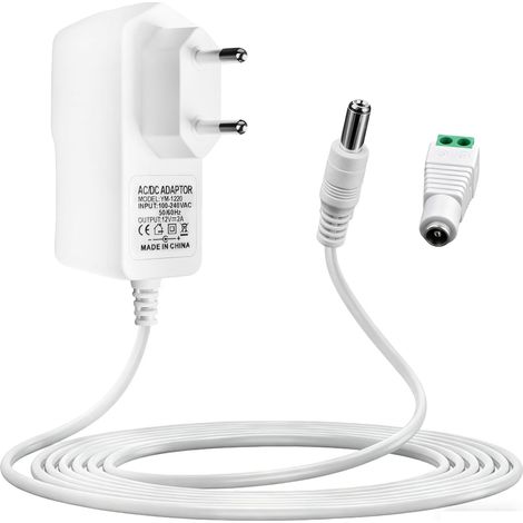Alimentation LED 12 V 2 A avec Connecteur DC 5,5 x 2,1 mm  Transformateur Universel AC 100‑240 V, 24W Adaptateur Secteur pour Bandes LED, Caméra CCTV, Routeur, TV Box, Câble 1.5m (1/5)