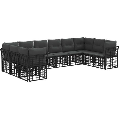 Outdoor-Sofagarnitur Schwarz und Dunkelgrau Polyester vidaXL