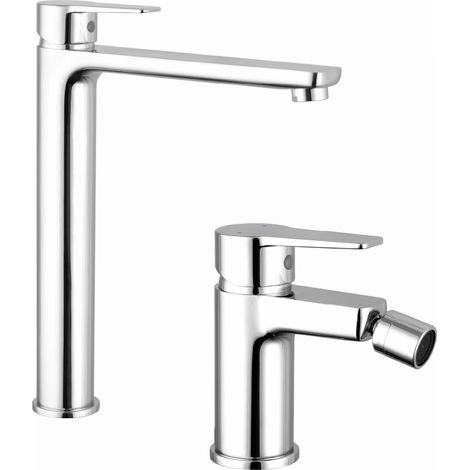 Coppia miscelatori Lavabo Alto Bidet senza Scarico in Ottone Cromato Mod. Jane (1/3)
