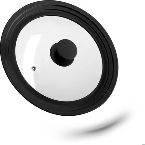 Couvercle En Verre - Rebord Silicone Dégradé - Pour Casseroles Et Poêles 22 À 26 Cm - Noir - 1 Pièce (1/5)