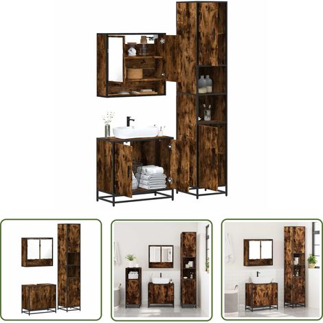 vidaXL Ensemble de meubles de salle de bain 3 pcs Chêne fumé