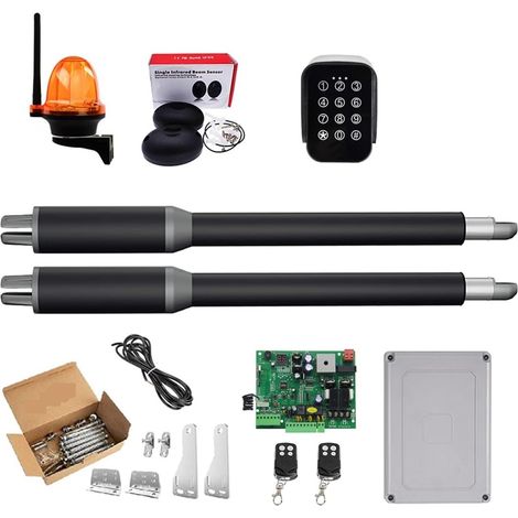 Kit d'ouvre-portes automatiques Ouvre-porte actionneur linéaire engrenage à vis sans fin DC ouvre-porte pivotant automatique Tube électrique, lumière, bouton, opérateur GSM pour accessoires de portail (1/5)