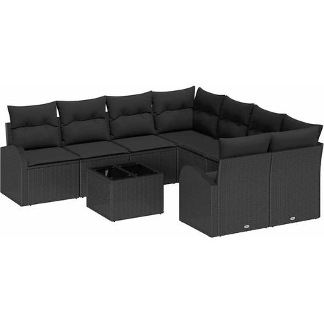 Maison Exclusive - Gartensofa-set Schwarz 55 x 55 x 37 cm Poly-Ra