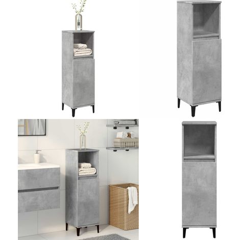 Armario de baño madera contrachapada gris hormigón 30x30x100 cm - Armario de baño madera contrachapada - Armario de baño gris hormigón