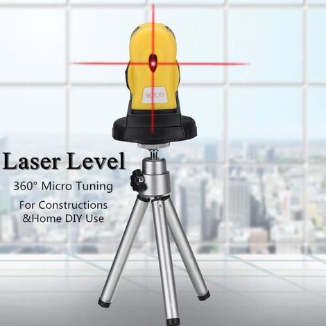 Niveau Laser 4 en 1 - LULO - Trépied - Mesure des Angles - Projection Laser 5m - Plastique ABS Jaune (1/4)