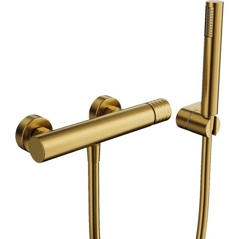 Conjunto de Ducha Modelo HELIOS Fabricado en Latón Monomando Acabado en Oro Pvd (1/2)