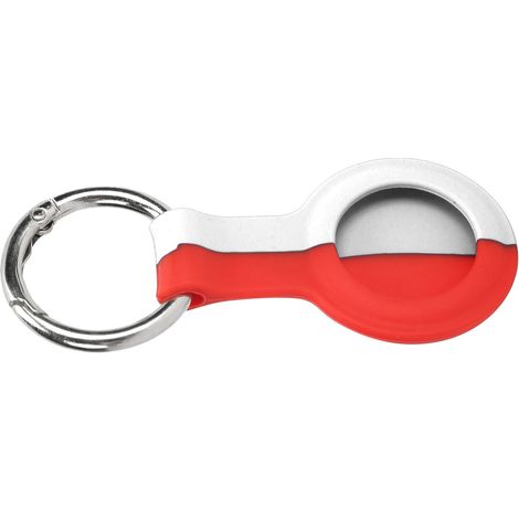 Étui de protection silicone bicolore rouge et blanc avec anneau métallique pour traceur iOS, housse antichoc (1/5)