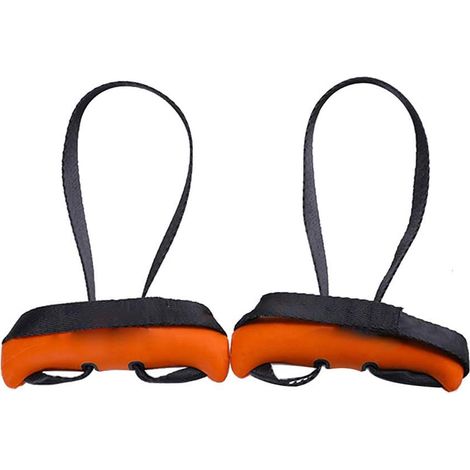 2 Poignées de traction, prise neutre, barre de musculation, entraînement domicile gym, orange (1/5)