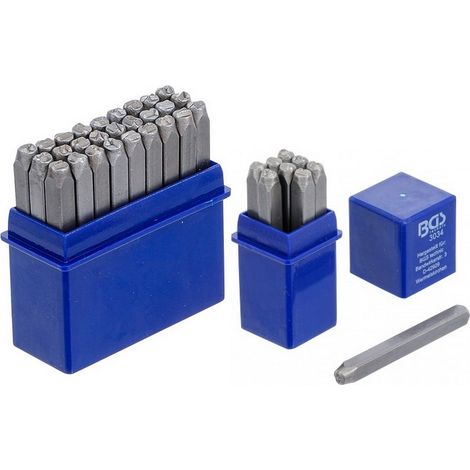 Bgs Technic – Poinçon à frapper 4 mm – Kit de 36 pcs pour estampage sur métal et cuir – Hauteur des caractères 4 mm – Pour matériaux durs