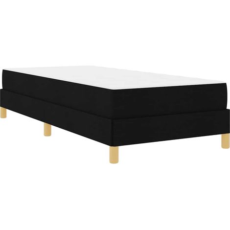 Lit simple,Lit adulte,Lit à ressorts Noir, Marron 90 x 190 cm Tissu, Bois Engineered (1/5)