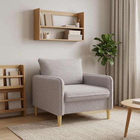 vidaXL Fauteuil XL Gris clair Bouclé (1/5)