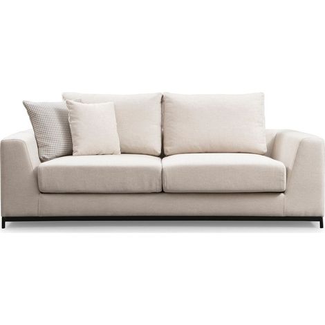 Canapé droit 2 places en tissu beige - Nello