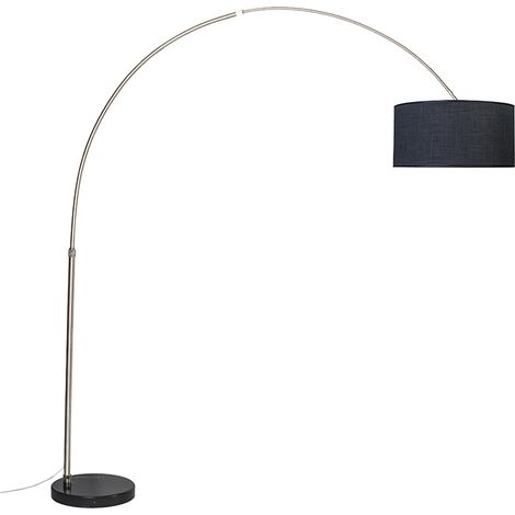 Arc Lamp Steel Fabric Lampshade Black 50 cm - XXL