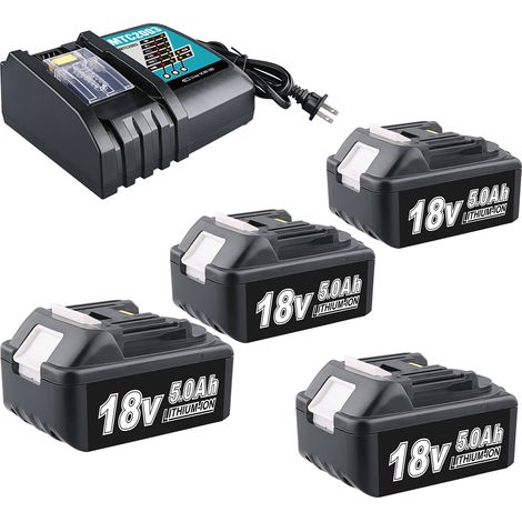 PDstation-Kit 4 x 18 V 5 Ah BL1860B-Akkus und 3 A DC18RC-Ladegerät, kompatibel mit den Modellen BL1860B, BL1860, BL1850B, BL1850, BL1840B und BL1840. Kompatibel mit allen 18 V Akku-Elektrowerkzeugen v (1/5)