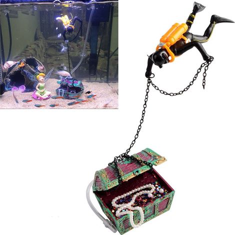 Décoration Aquarium Chasseur Sous-Marin Trésor Paysage pour Poisson (1/5)