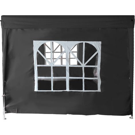 2.5x2.5M Pop Up Gazebo Side Panel Wall Only,1 Piece Black with Window (1/5)