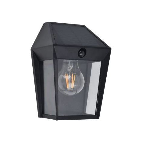 Applique murale extérieure solaire style lanterne noire E27 2 W avec détecteur de mouvement LUTEC AVONY (1/5)