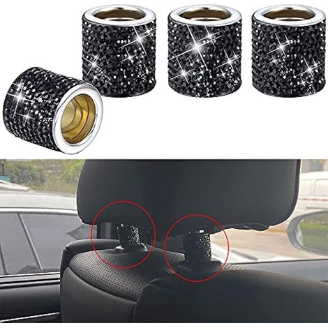 Décorations d'appuie-tête de siège auto en strass cristal, accessoires intérieurs de voiture pour filles et femmes, lot de 4 (1/3)