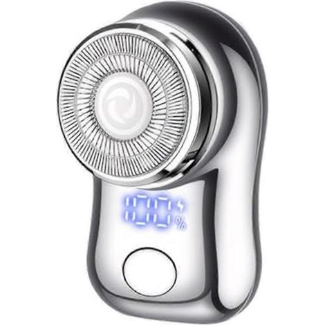 Rasoir électrique pour homme avec affichage numérique, rasoir à spirale en acier inoxydable, mini rasoir rechargeable par USB pour une utilisation sur peau sèche ou humide. (1/5)