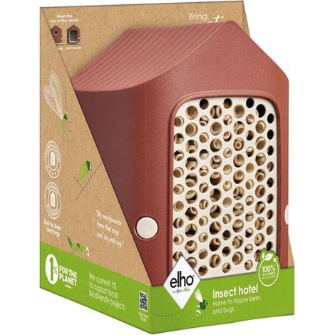 Elho Cosy Hôtel À Insectes 18 - RougeBlanc - L 18 x B 17.6 x H 23 cm - extérieur - 100% recyclé