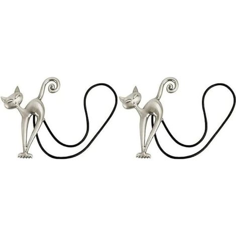 Lot de 2 embrasses magnétiques pour rideaux, avec boucle magnétique et joli motif chat. Accessoires pour rideaux de salon, chambre ou bureau. (1/5)