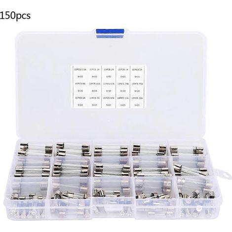 150-teiliges Sortiment an Glasrohrsicherungen 6x30mm 0,5A/1A/2A/3A/5A/8A/10A/15A/20A/30A 5x20mm 1A/5A/10A/15A/20