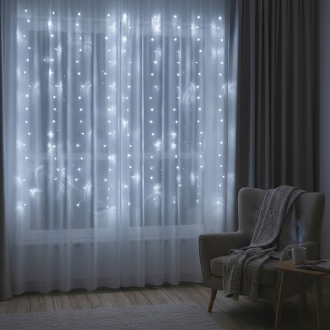 LED-Weihnachtsbeleuchtungsvorhang 1,5 x 1 m, 180 Mikro-LEDs, Kaltweiß (1/5)