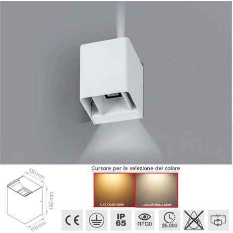 Applique Doppia Luce LED 2X9W 230V 3000-4000K IP65 Bianco