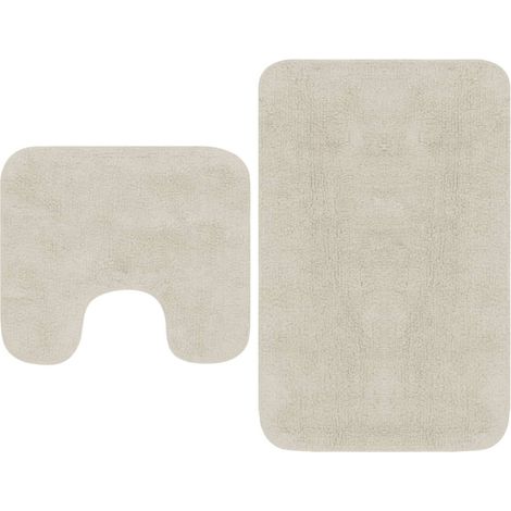 Tapis de salle de bain Blanc + Tapis de WC - Toilettes (1/4)