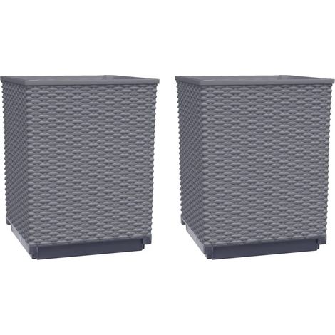 Vaso per fioriera aiuola rialzata piante fiori giardino terrazze set da 2 30 x 30 x 37 cm polipropilene grigio 020038924