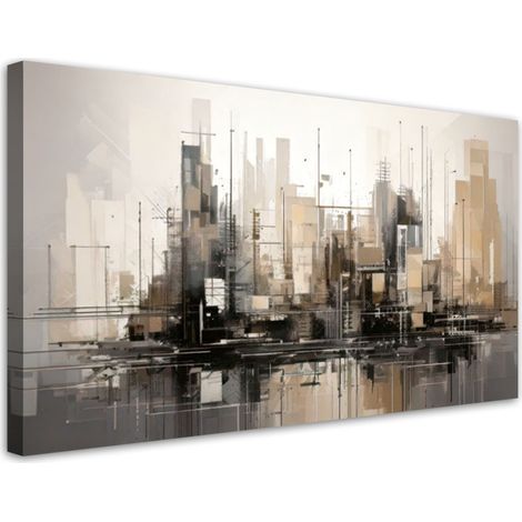 Wandbild Stadt Abstraktion Braun Stadtlandschaft 100x50 cm (1/5)