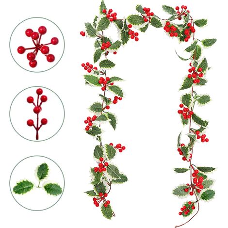 Guirlande Fleur Artificielle - 2 m - Vigne en Soie Synthétique - Décoration Murale et Arche de Noël Printemps - 1 Pièce (1/5)