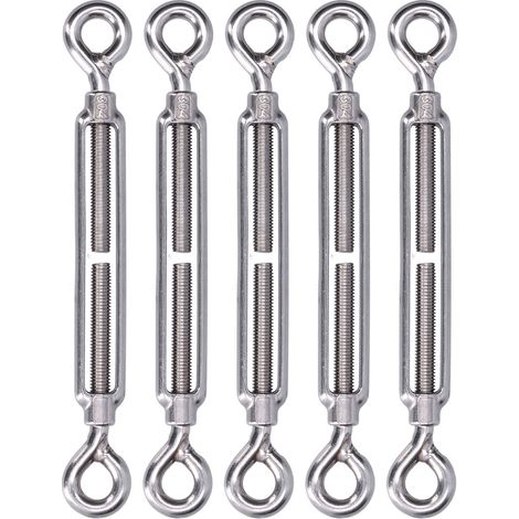 Ortviai Tendeur à câble en acier inoxydable 304 M6 – 5 pièces, œil-œil, pour voile d'ombrage et tension de câbles