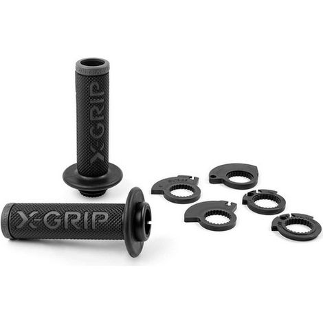X-Grip Lock-On Fahrradgriffe mit Adapter - Grau, offene Enden (1/2)
