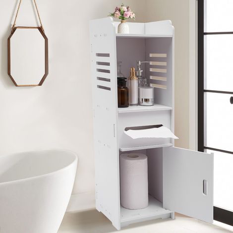 Weiß Badezimmerschrank Freistehendes Bodenregal Schrank ,Toilettenschrank, 242480cm