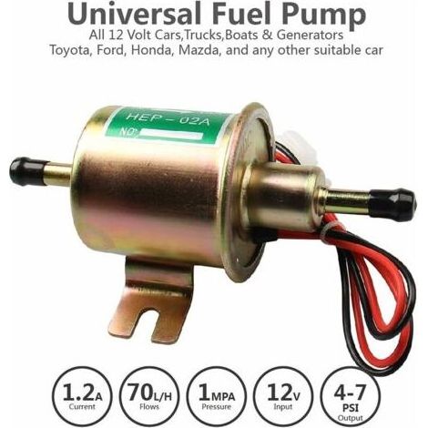 CHOYCLIT 12V Pompe à Carburant Électrique (4 7PSI),Pompe à Essence Universel,HEP 02A,Convient pour l’essence et le Diesel,Compatible avec Toutes Sortes de Machines (1/5)