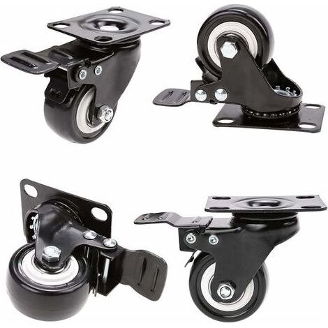 Lot de 4 roulettes pivotantes 50mm – Caoutchouc et acier – Charge 400kg – Rotation 360° pour chariots et mobilier (1/5)