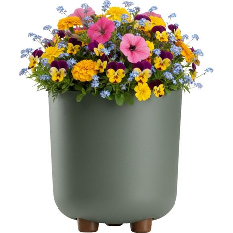 Pot de fleurs TERRA sur pieds, recyclé, gris-vert, h21 x 19,3 cm (1/5)