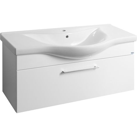 AKIRA Meuble sous-vasque 96x42x34cm, blanc (1/4)