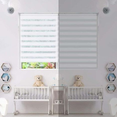 Stores vénitiens sans perforation, rideaux occultants imperméables à double couche pour salle de bain, balcon, chambre à coucher, 100x150cm, blancs, faciles à installer