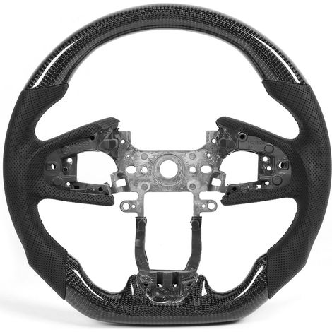 Volant en Fiber de carbone en cuir Nappa perforé avec coutures noires, adapté pour Civic FC type-r FK8 2016 – 2020