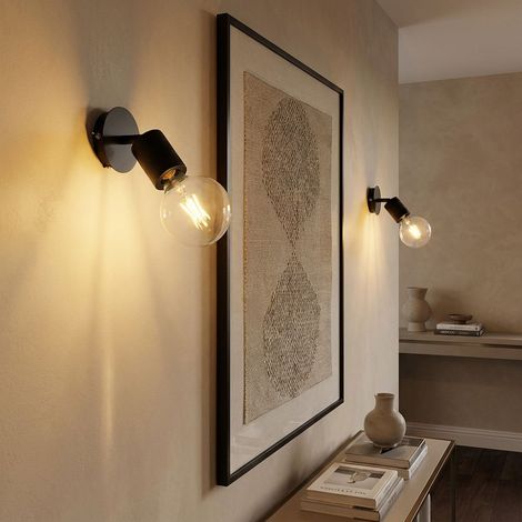 2x applique lampada da parete soggiorno spot mobile nero alluminio H 14,5 cm (1/5)