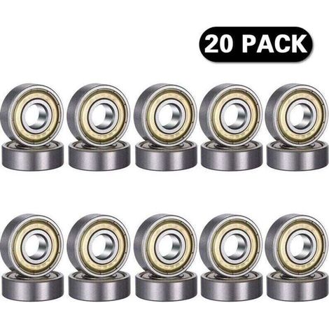 20 pièces 608 ZZ Roulement à billes, 608ZZ Métal double blindage miniature Deep Groove Skateboard imprimante 3D Roulements à billes (8 X 22 x 7 mm)..