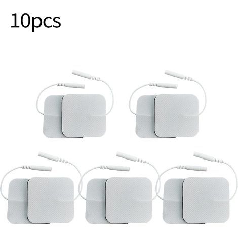 Lot de 10 électrodes auto-adhésives réutilisables de rechange (5 x 5 cm / 5 x 9 cm) pour stimulateur musculaire TENS (réf. 03872)