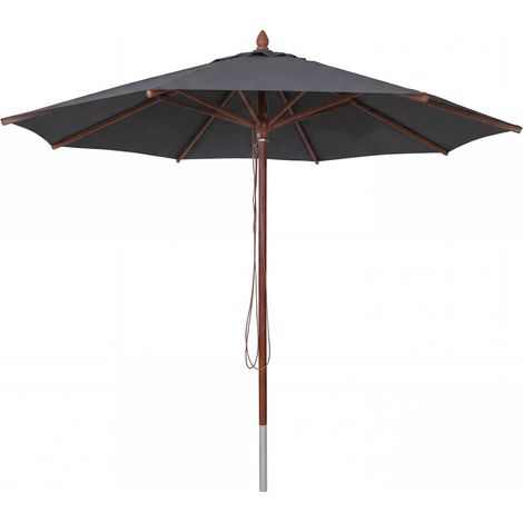 Ombrellone da giardino grande HHG-495b, hotel ristorante, poliestere/legno 17 kg, rotondo Ø4 m, UV UPF 50+, antracite (1/5)