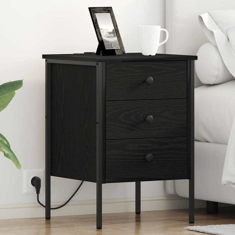 vidaXL  Bedside Cabinet  Black Oak 42 x 41 x 61 cm Engineered Wood