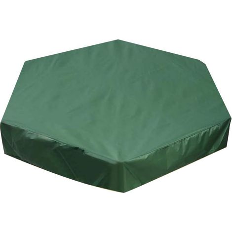 de Housse protection d'extérieur Couvercle hexagonal pour bac à sable 180x150cm Vert (1/5)
