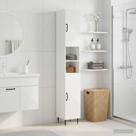vidaXL Armario de Baño con Estante Abierto HAARLEM Blanco Brillante (1/5)